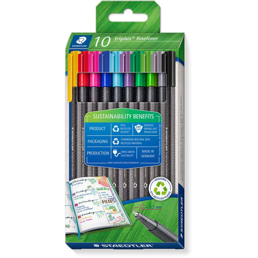 Staedtler Triplus 334 Tűfilc készlet - Vegyes színek (10 db / csomag) (334 RC10)