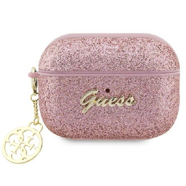Guess Glitter Flake 4G Charm Apple AirPods Pro 2 tok - Rózsaszín