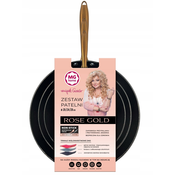 Patelnia Berlinger Haus ZESTAW PATELNI ROSE GOLD 20 24 28 CM