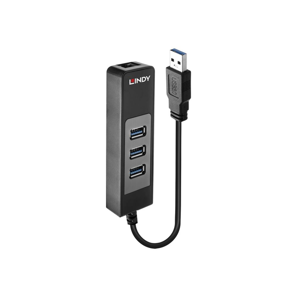 Lindy 43176 интерфейсен хъб USB 3.2 Gen 1 (3.1 Gen 1) Type-A 5000 Мбит/с Черен