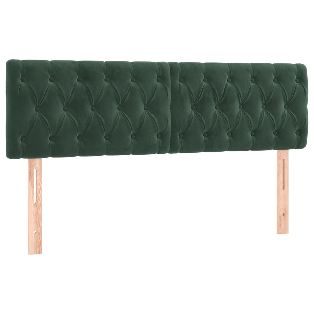 2 db sötétzöld bársony fejtámla 72 x 7 x 78/88 cm (346351)