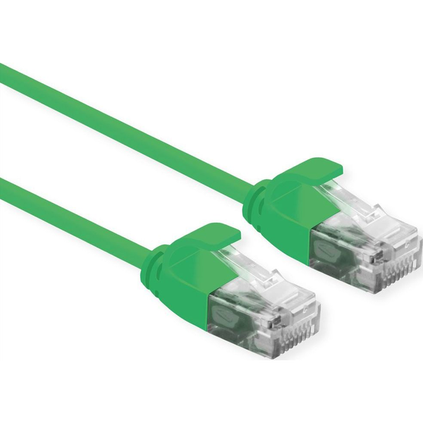 Roline 21.15.3931 RJ45 Hálózati kábel, patchkábel CAT 6A U/UTP 0.30 m Zöld Árnyékolatlan, Halogénmentes, Lángálló 1 db