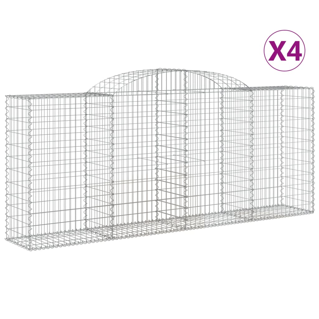 4 db íves horganyzott vas gabion kosár 300x50x120/140 cm (3146721)