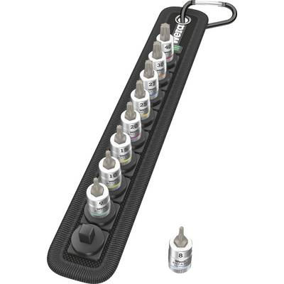 Set 9 biti, Wera, Inox, Capete TORX, TX40 / 28 mm, Prindere de 1/4