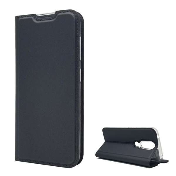 Tok álló, bőr hatású (FLIP, oldalra nyíló, asztali tartó funkció) FEKETE [Nokia 4.2] (5996457937912)