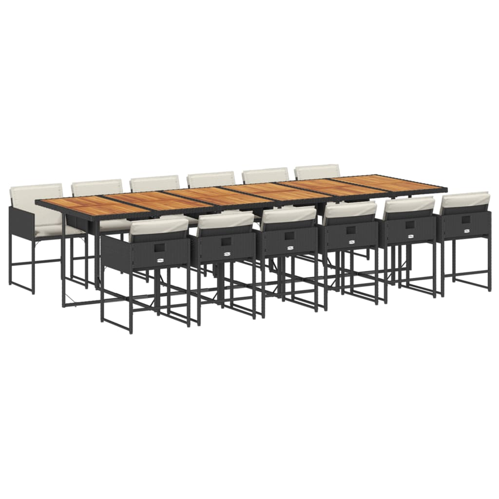 13 részes fekete polyrattan kerti ülőgarnitúra párnákkal (3278078)