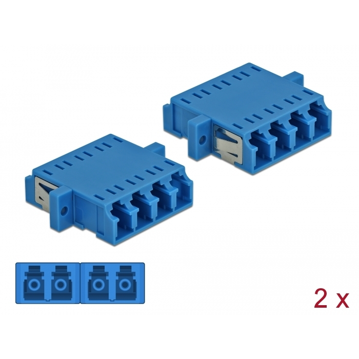 Delock LC optikai szálas csatlakozó Quad anya - LC Quad anya, egymódosú 2 db. Kék (86538) (86538)
