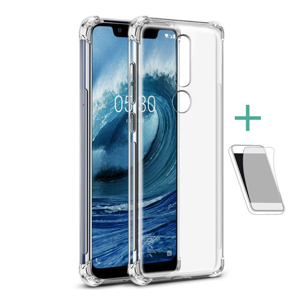 IMAK szilikon telefonvédő (közepesen ütésálló, légpárnás sarok + képernyővédő fólia) ÁTLÁTSZÓ [Nokia 5.1 Plus (Nokia X5)] (5996457823192)