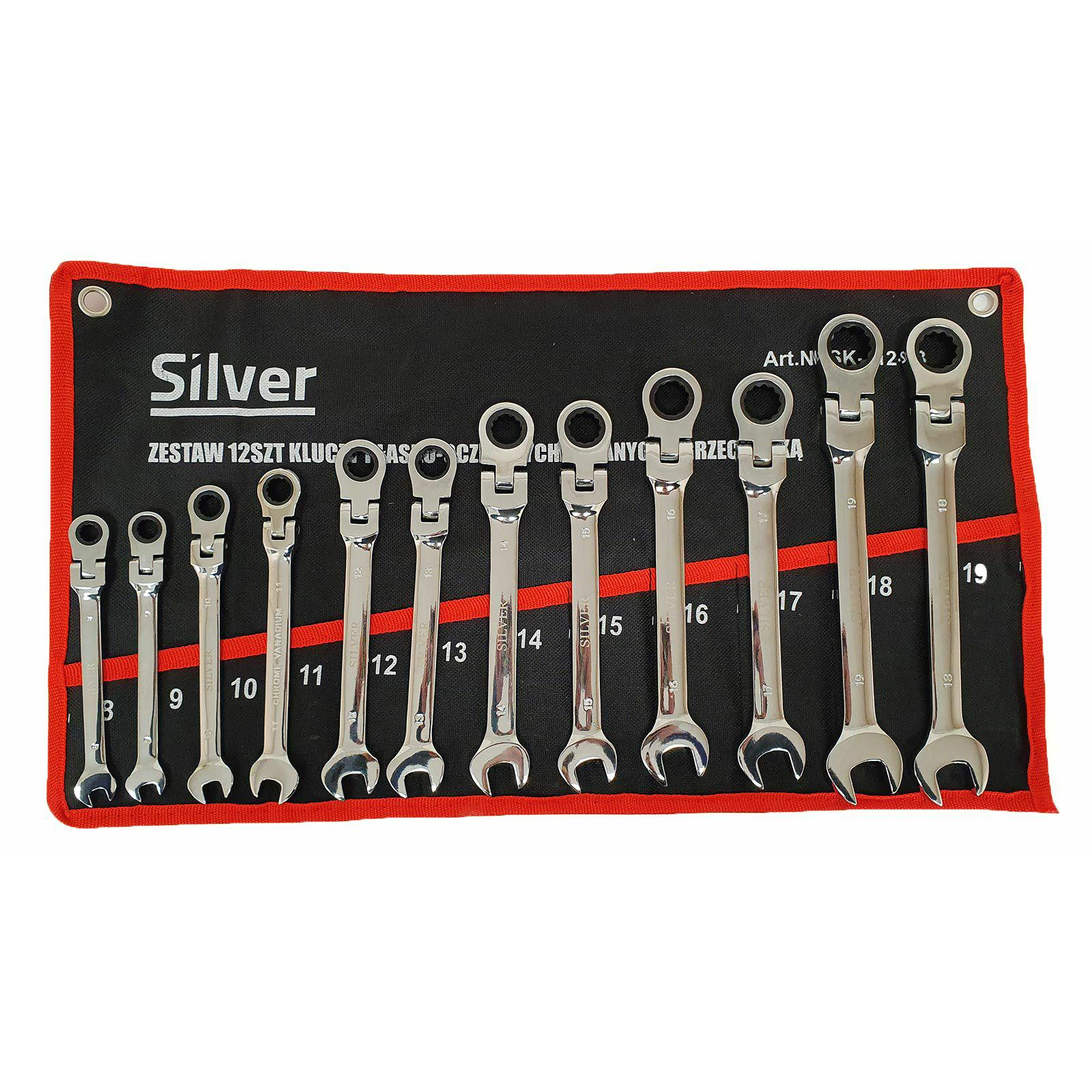 KULCSOK 8-19MM LAPOS SZEMŰ RACSNIS TÖRÖTT KULCS KÉSZLET 12 DB-OS (SK-012-03)