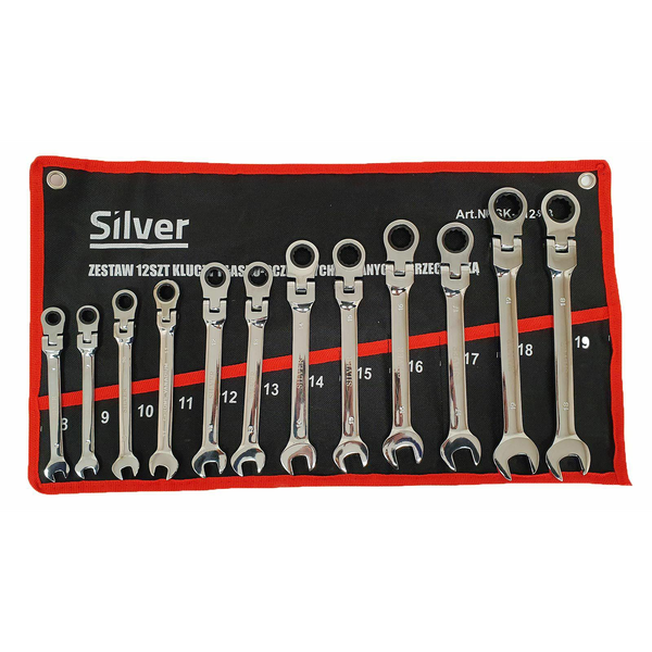 KLÍČE 8-19MM OČKOPLOCHÉ S RÁČNOU LOMENÉ SADA KLÍČŮ 12 KUSŮ