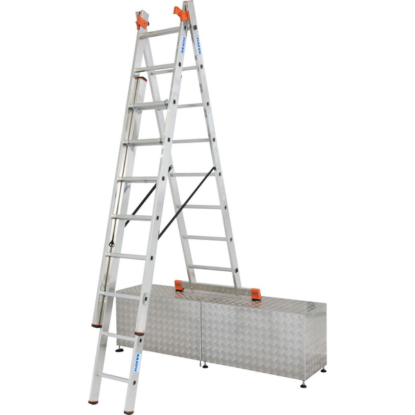 Krause 129741 Monto Tribilo 3X8 fokos létrafokos sokcélú létra,lépcsőfunkciós /15,3kg;2,45m/