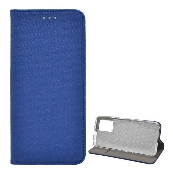 Tok álló, bőr hatású (FLIP, oldalra nyíló, asztali tartó funkció, rombusz minta) SÖTÉTKÉK [Xiaomi Redmi 10 (2021)] (5996591132037)