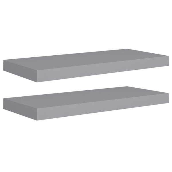 Комплект стенни рафтове vidaXL, 2 броя, MDF, 60 x 23.5 x 3.8 см, Сив, 323854