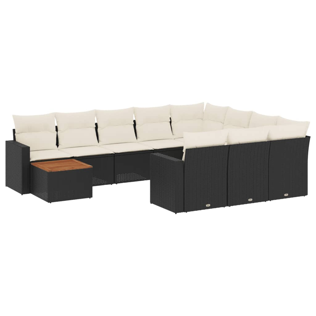11 részes fekete polyrattan kerti ülőgarnitúra párnákkal (3224306)