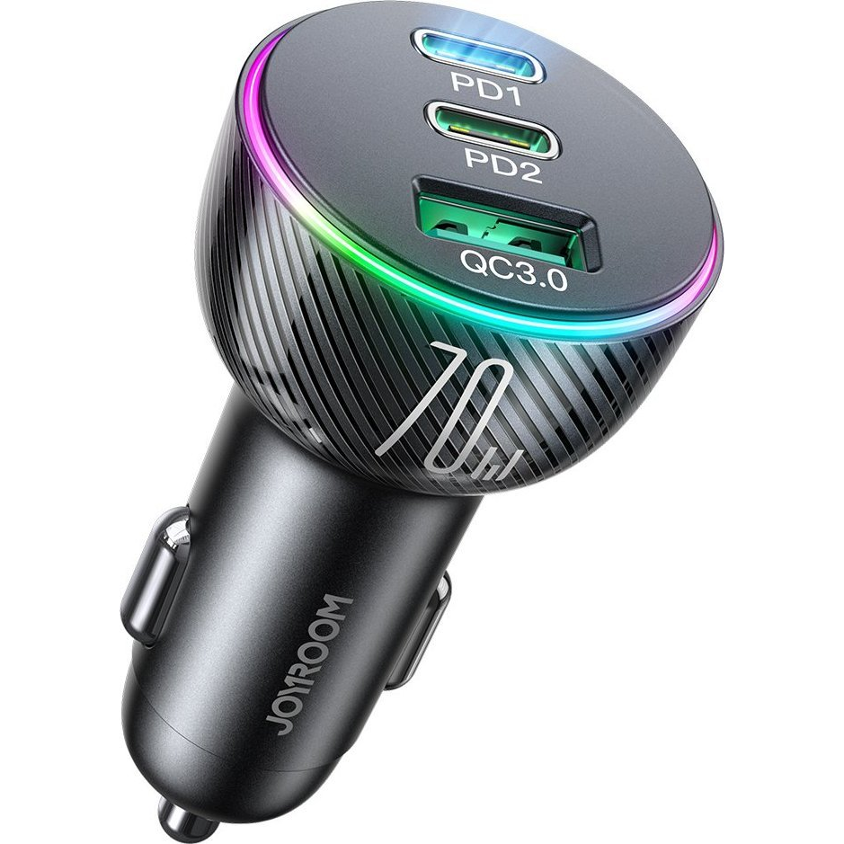 Car charger Joyroom JR-CL26, 2x USB-C PD, 1x USB 70W (black) (JYR636)