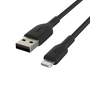 Belkin BOOST CHARGE Lightning - USB-A harisnyázott kábel 15cm fekete (CAA002bt0MBK)