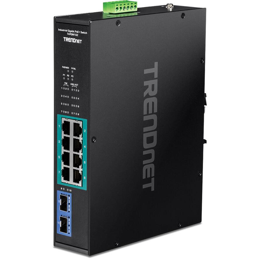 TRENDnet 10-port Indust. Gbit PoE+ DIN-Rail Switch -20/+65°C (TI-PGM102) (TI-PGM102)