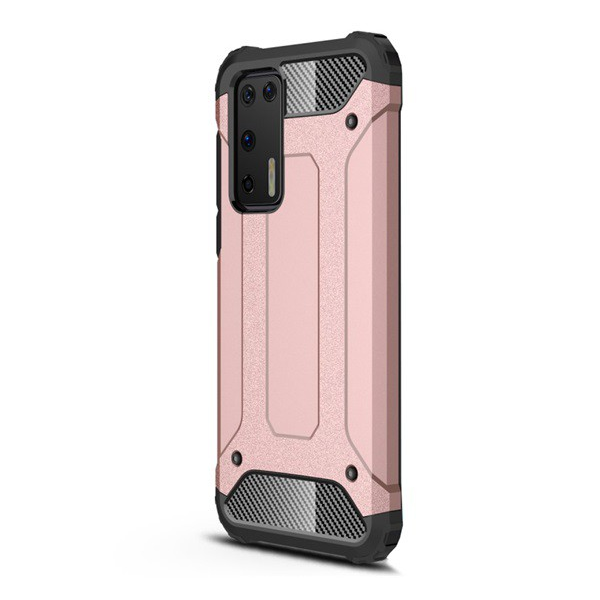 Defender műanyag telefonvédő (közepesen ütésálló, légpárnás sarok, szilikon belső, fémhatás) ROZÉARANY [Huawei P40] (5996457933372)