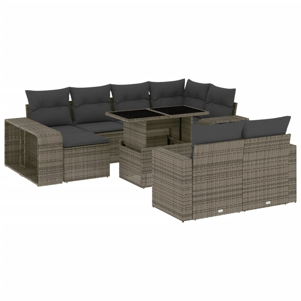 11 részes szürke polyrattan kerti ülőgarnitúra párnákkal (3274583)