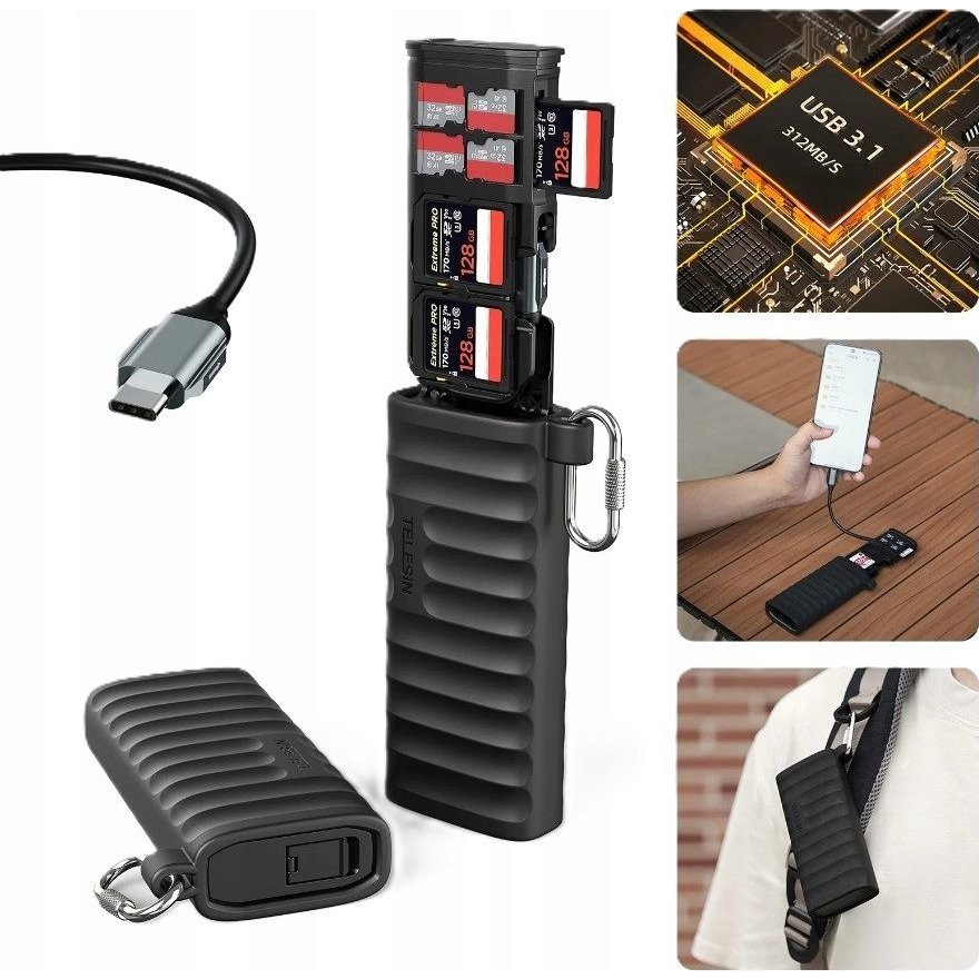 Multifunctional Card Reader for SD and TF cards Telesin (S6-MCR-01) (SB9178)