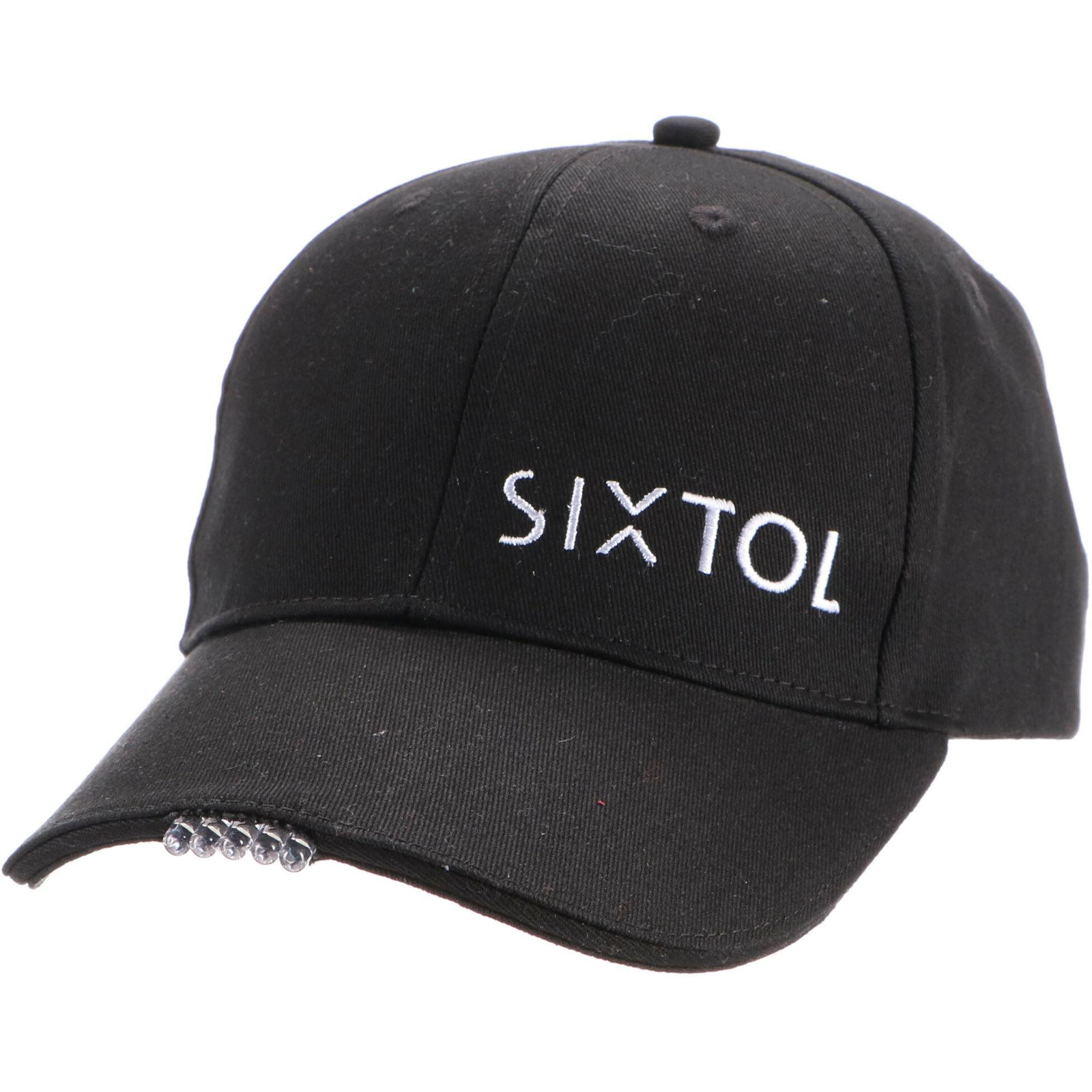 SIXTOL B-CAP Baseballsapka LED világítással, 25 lm, tölthető, USB, univerzális méret, fekete (SX5030)