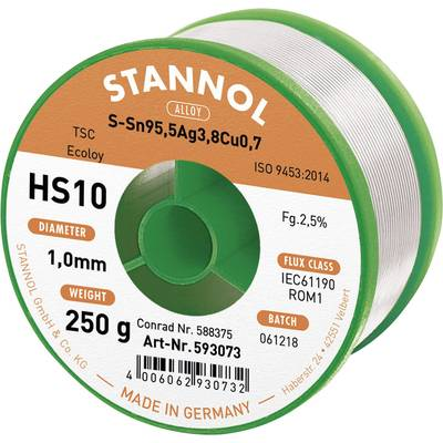 Stannol Ólommentes forrasztóhuzal 1mm/250g Sn95Ag4Cu1 (593321) (593321)