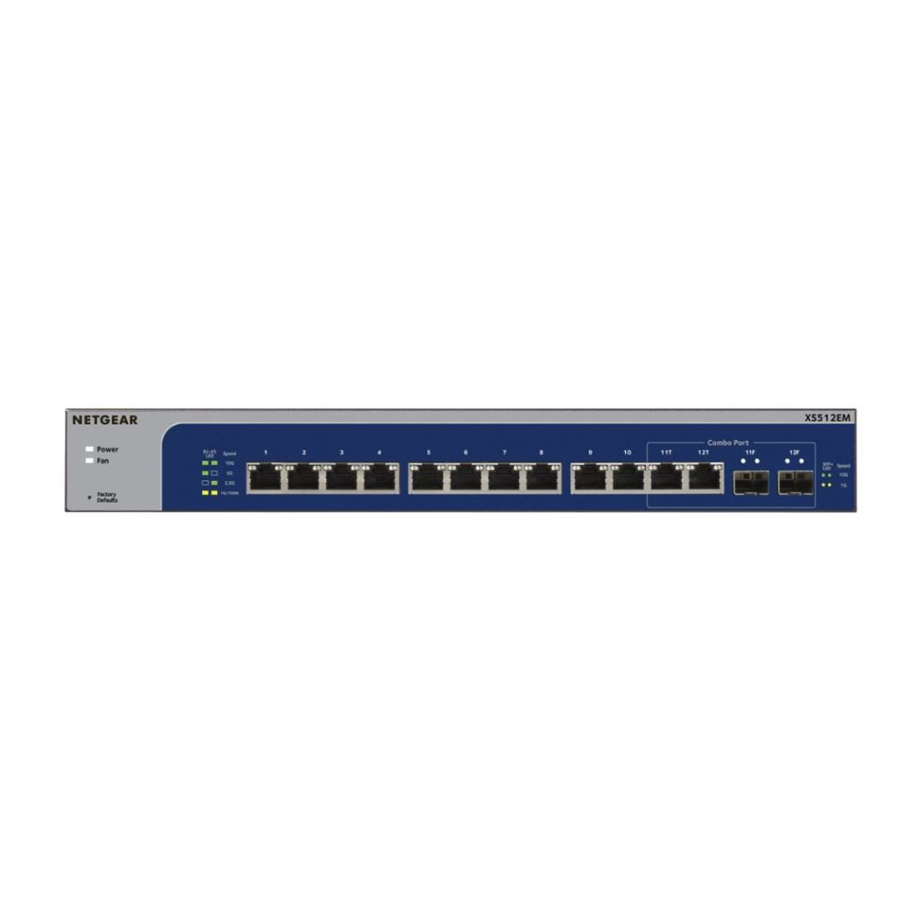 NETGEAR XS512EM Riadený L2 10G Ethernet (100/1000/10000) 1U Modrá, Šedá (XS512EM-100EUS)