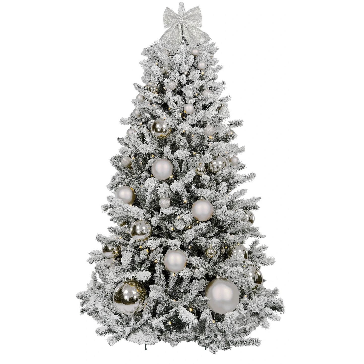 LAALU feldíszített karácsonyfa - Ezüstkarácsony, 73 dísz, 210 cm (LAU-2410-OZ-210V)