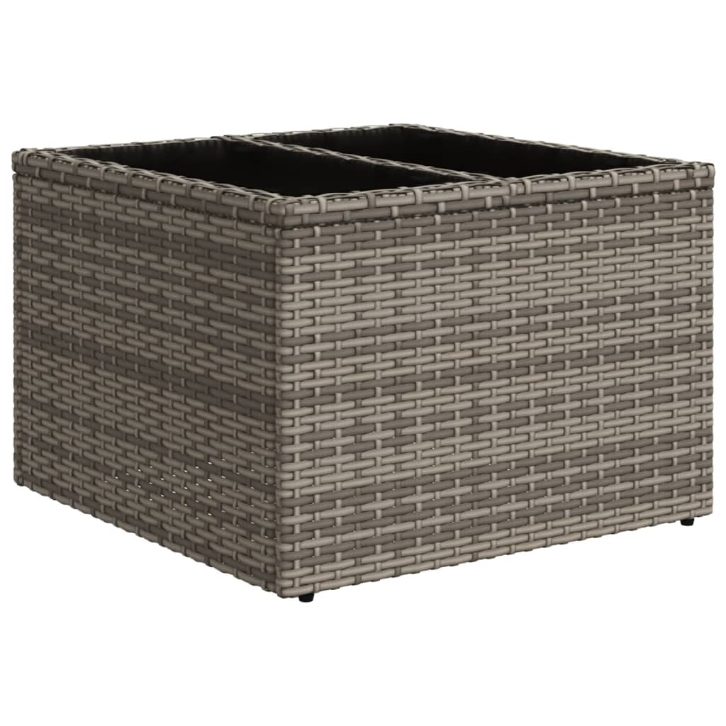 szürke polyrattan üveglapos kerti asztal 55 x 55 x 37 cm (366120)