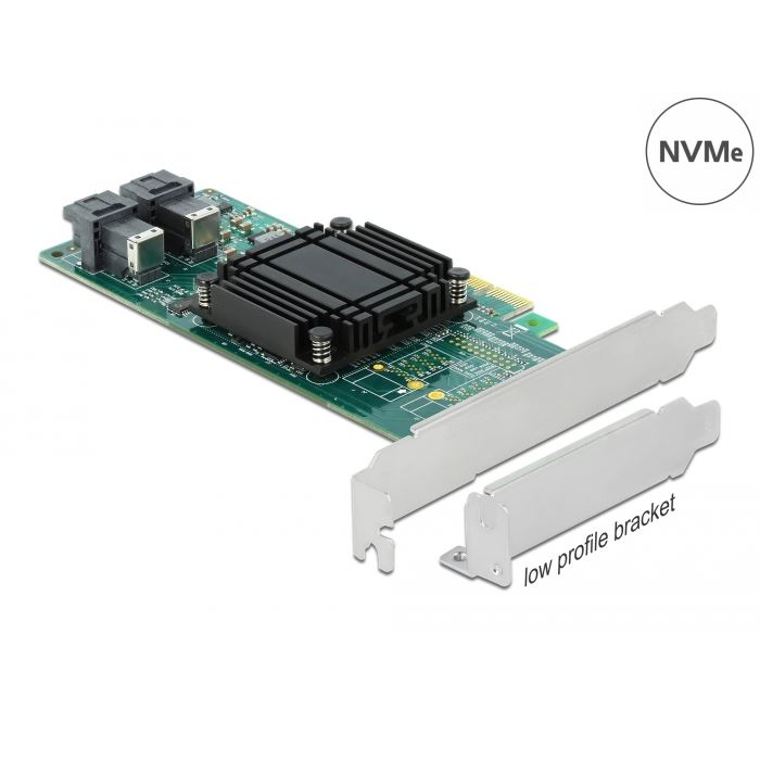 Delock PCI Express x8 kártya - 2 x belső NVMe SFF-8643 (90438) (del90438)