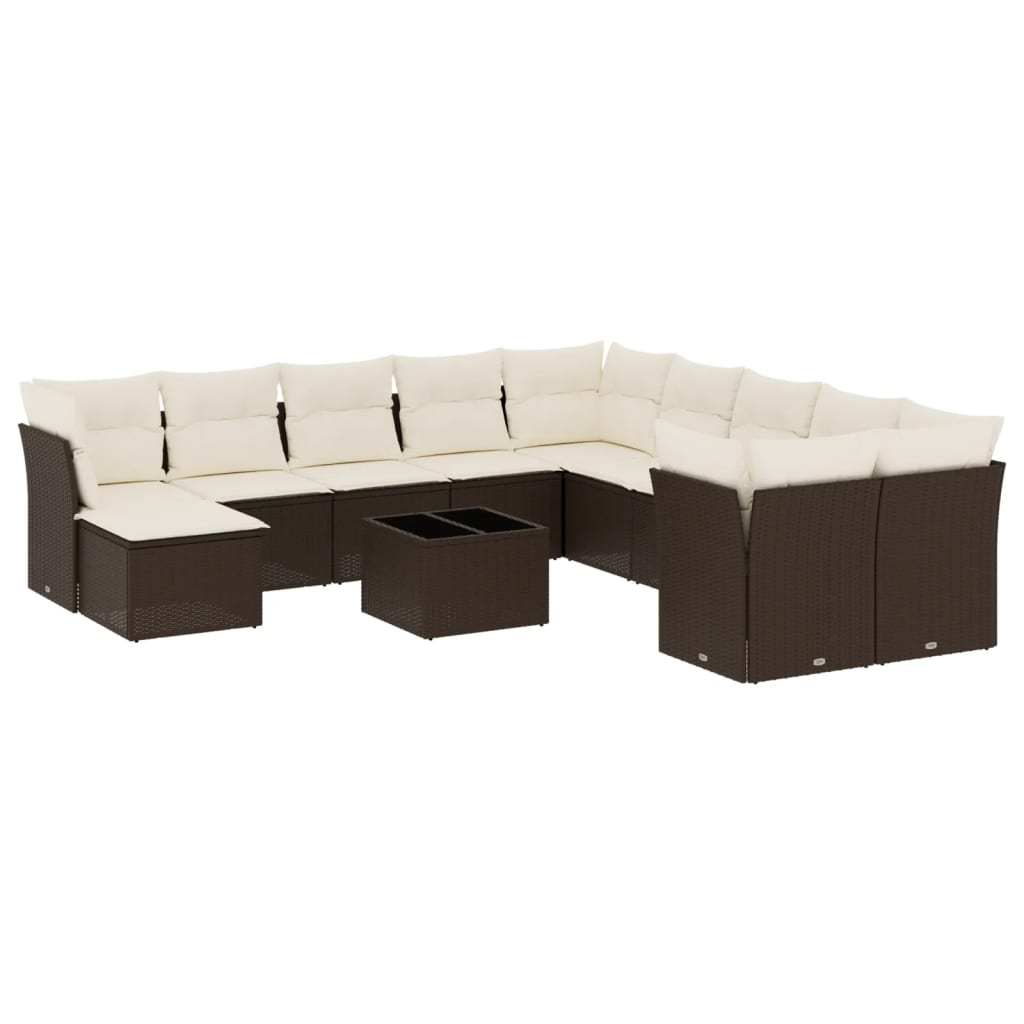 12 részes barna polyrattan kerti ülőgarnitúra párnákkal (3250462)