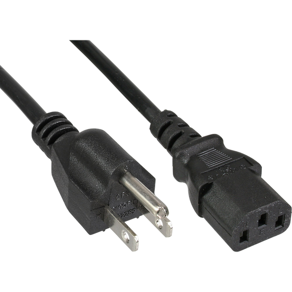 InLine 16655V Stromkabel Schwarz C13-Koppler NEMA 1-15P