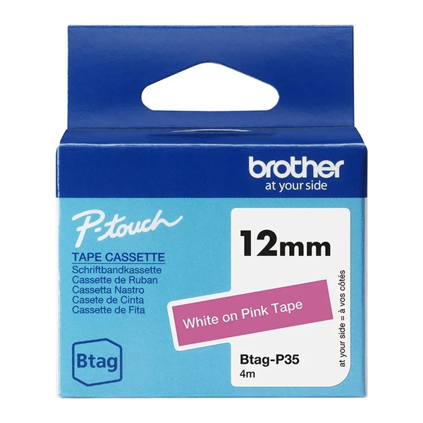 Brother BTAG-P35 címkéző szalag White on pink