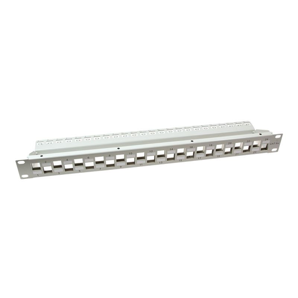 LogiLink Keystone Panel 1U, 24 Ports, shielded, with label fields, grey