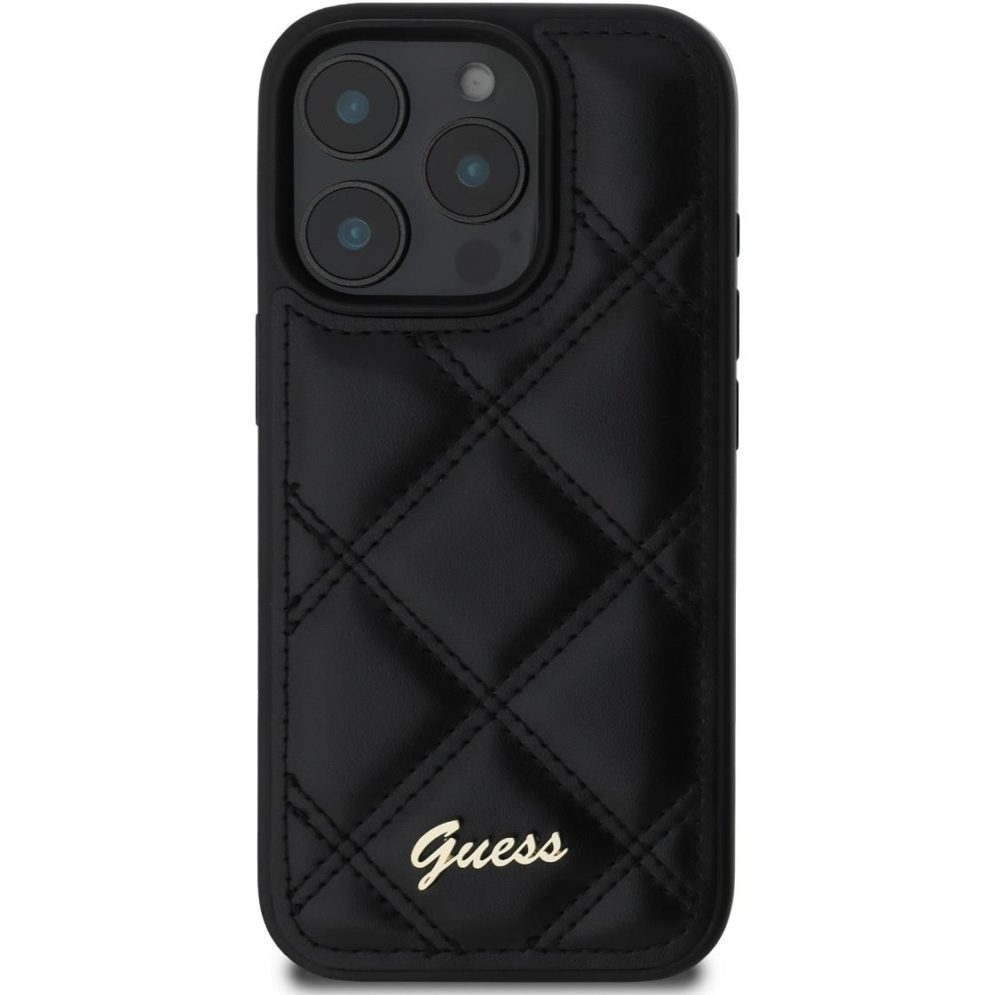 Guess PU Leather Quilted iPhone 16 Pro Black tok (GUHCP16LPSQSQSK)