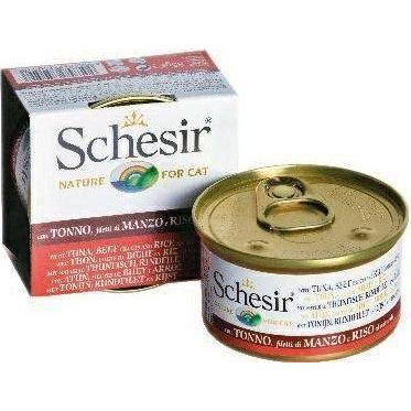 Schesir Atun Y Vacuno Con Arroz Al Natural - Comida Humeda Completa Para Gatos - 85 G