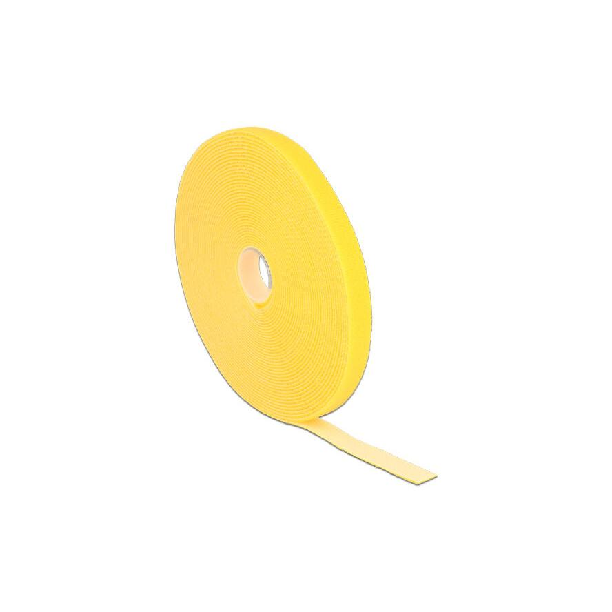 Delock 10mx136mm tépőzáras kábelkötegelő sárga (18736)