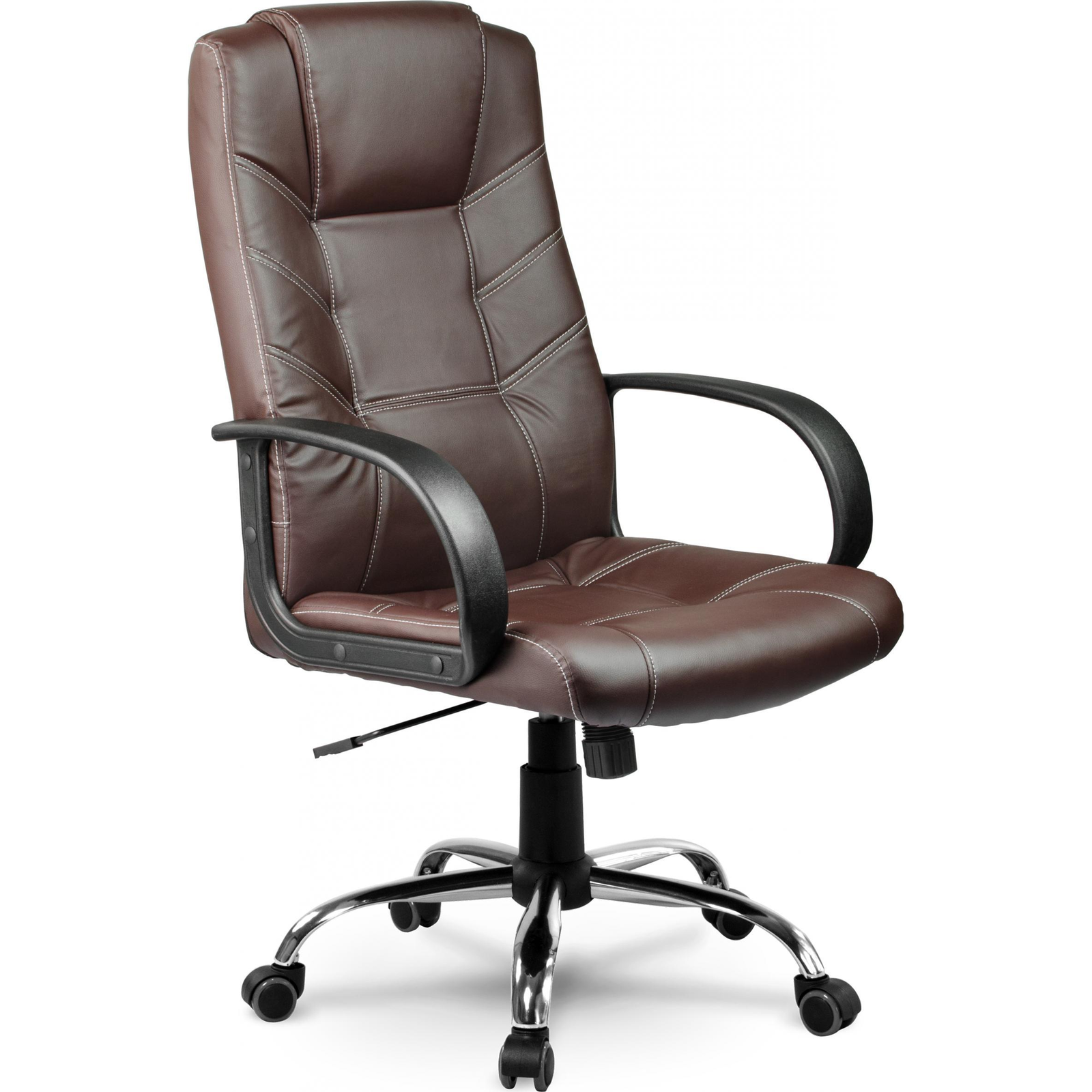 Irodai szék, Sofotel EG-221, barna, 45-55 cm ülésmagasság, 106116 cm, műbőr kárpit, Tilt hintamechanika, krómozott talp, gumírozott kerekek (2211)