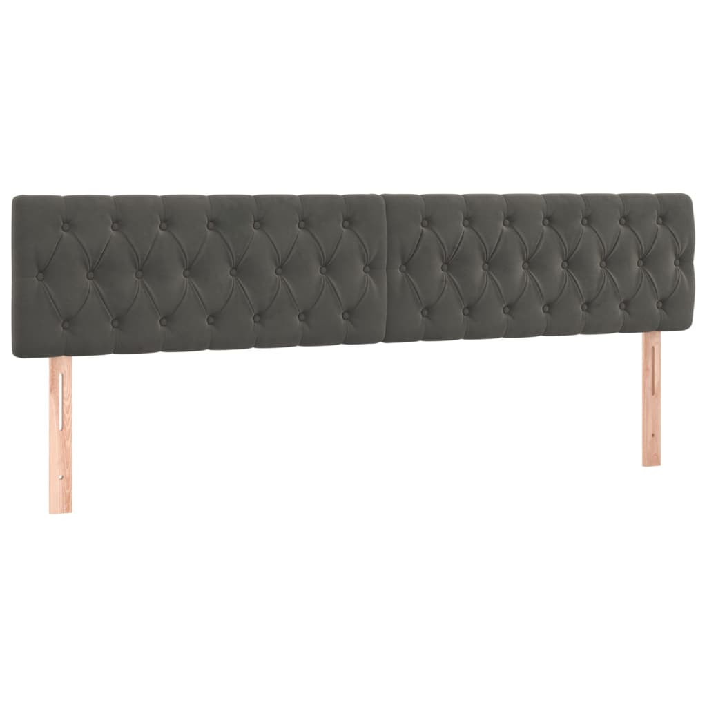 2 db sötétszürke bársony fejtámla 90x7x78/88 cm (346377)