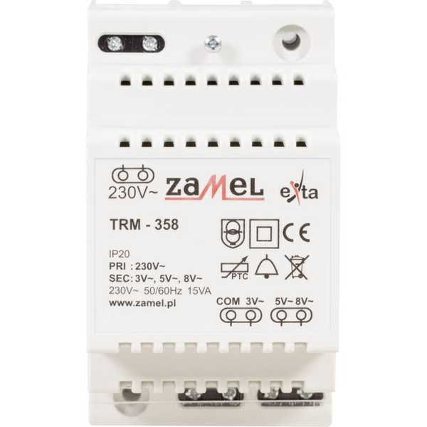 Zamel Csengő transzformátor 3 V/AC, 5 V/AC, 8 V/AC 5 A (TRM-358)