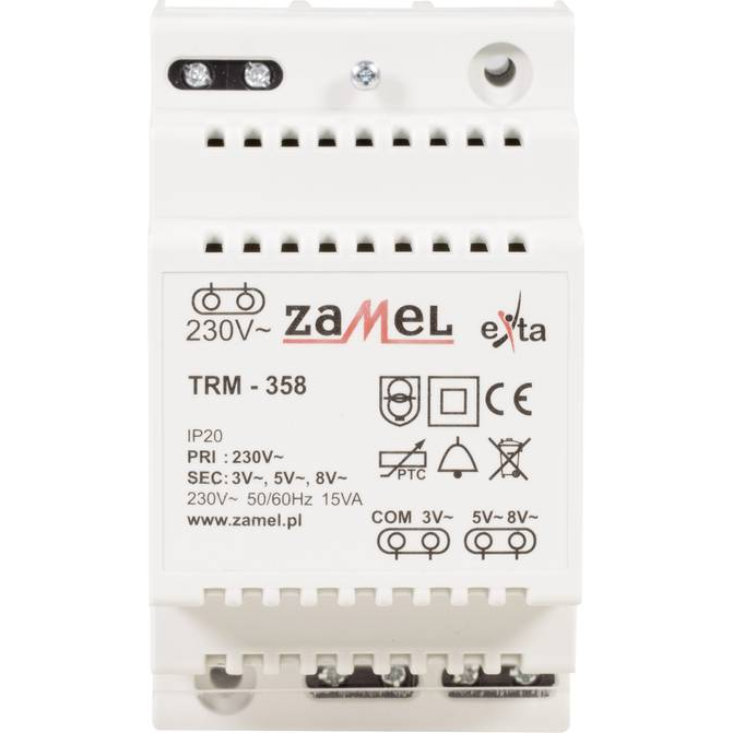 Zamel Csengő transzformátor 3 V/AC, 5 V/AC, 8 V/AC 5 A (TRM-358) (TRM-358)