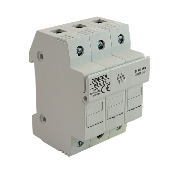 Tracon HBA-3P-32 maszkolható hengeres bizt.hoz szakaszolókapcsoló-biztosító (HBA-3P-32)