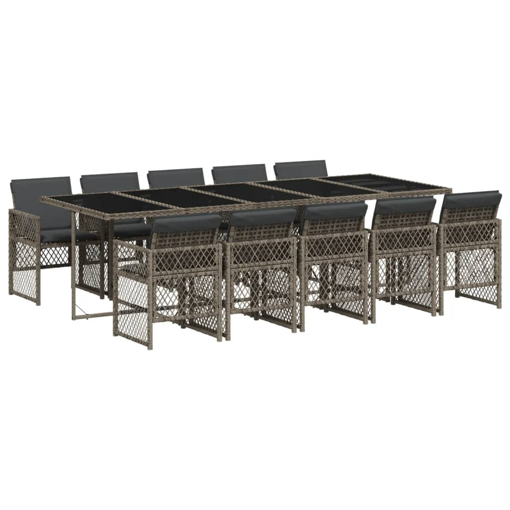 11 részes szürke polyrattan kerti ülőgarnitúra párnákkal (3210752)