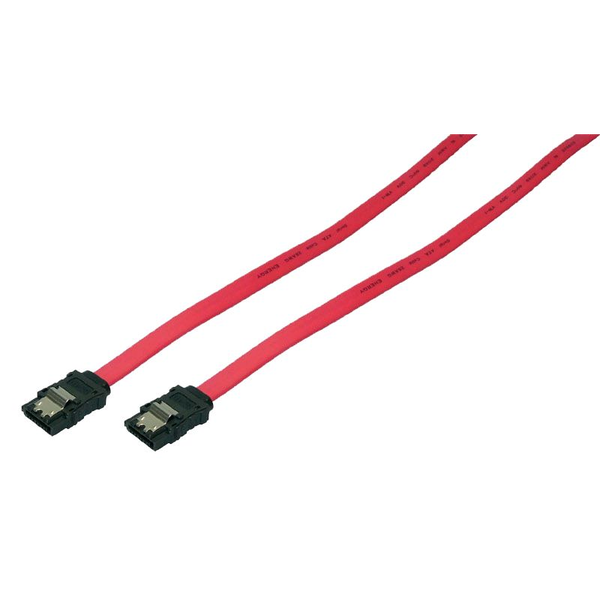LogiLink S-ATA Cable with latch, 2x male, red, 0,90M