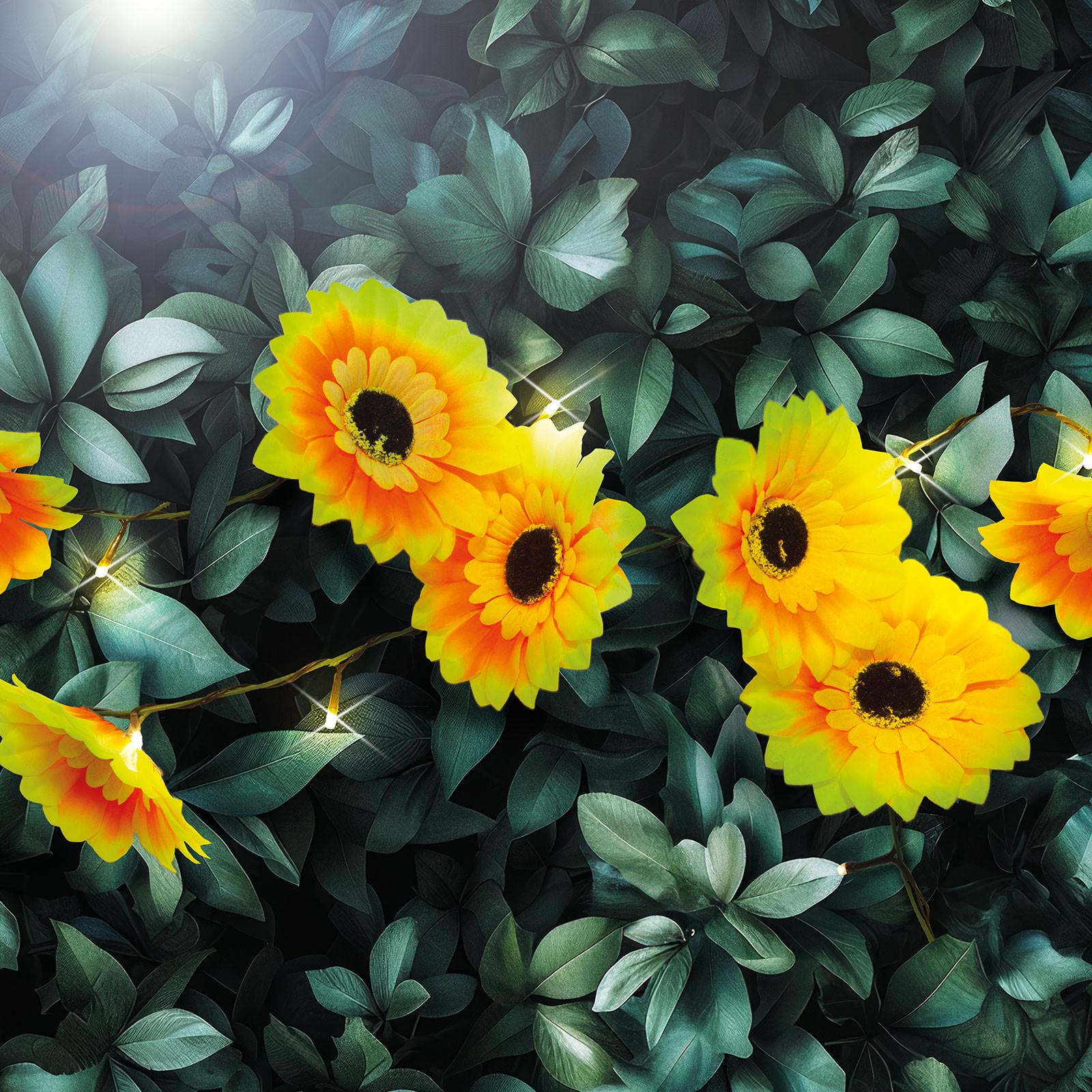 Garden of Eden SZOLÁR FÉNYFÜZÉR VIRÁG, 2,4 M, 20 MELEGFEHÉR LED (11762B) (11762B)