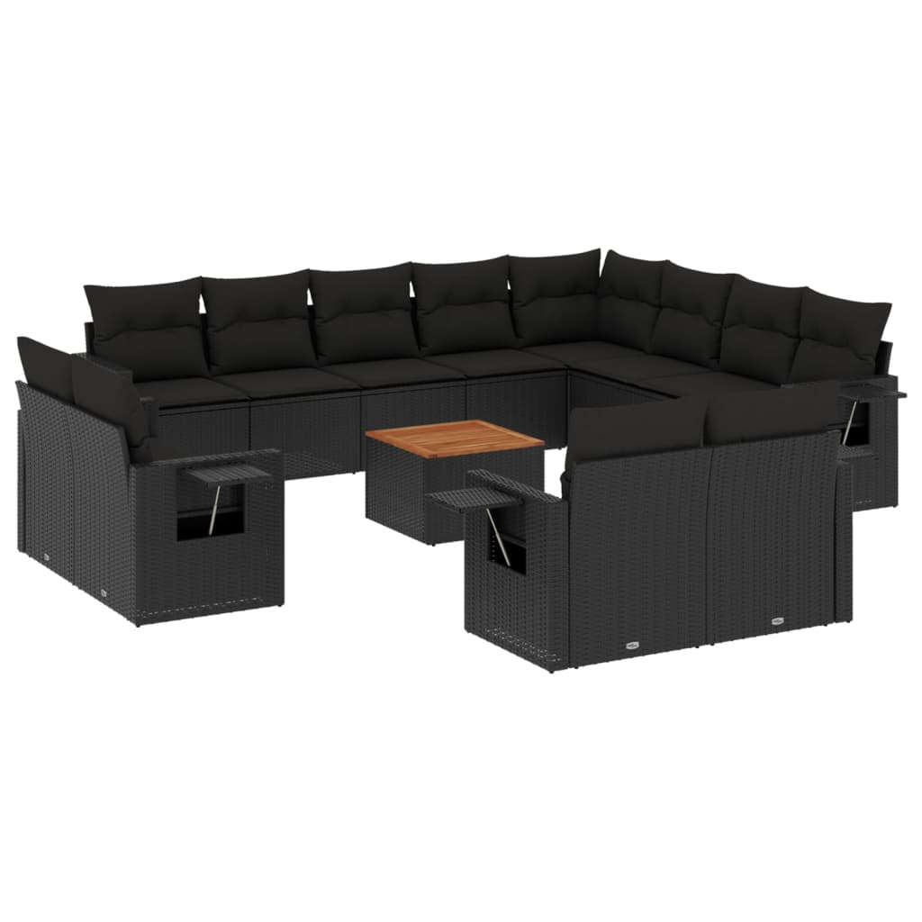 13 részes fekete polyrattan kerti ülőgarnitúra párnákkal (3224830)