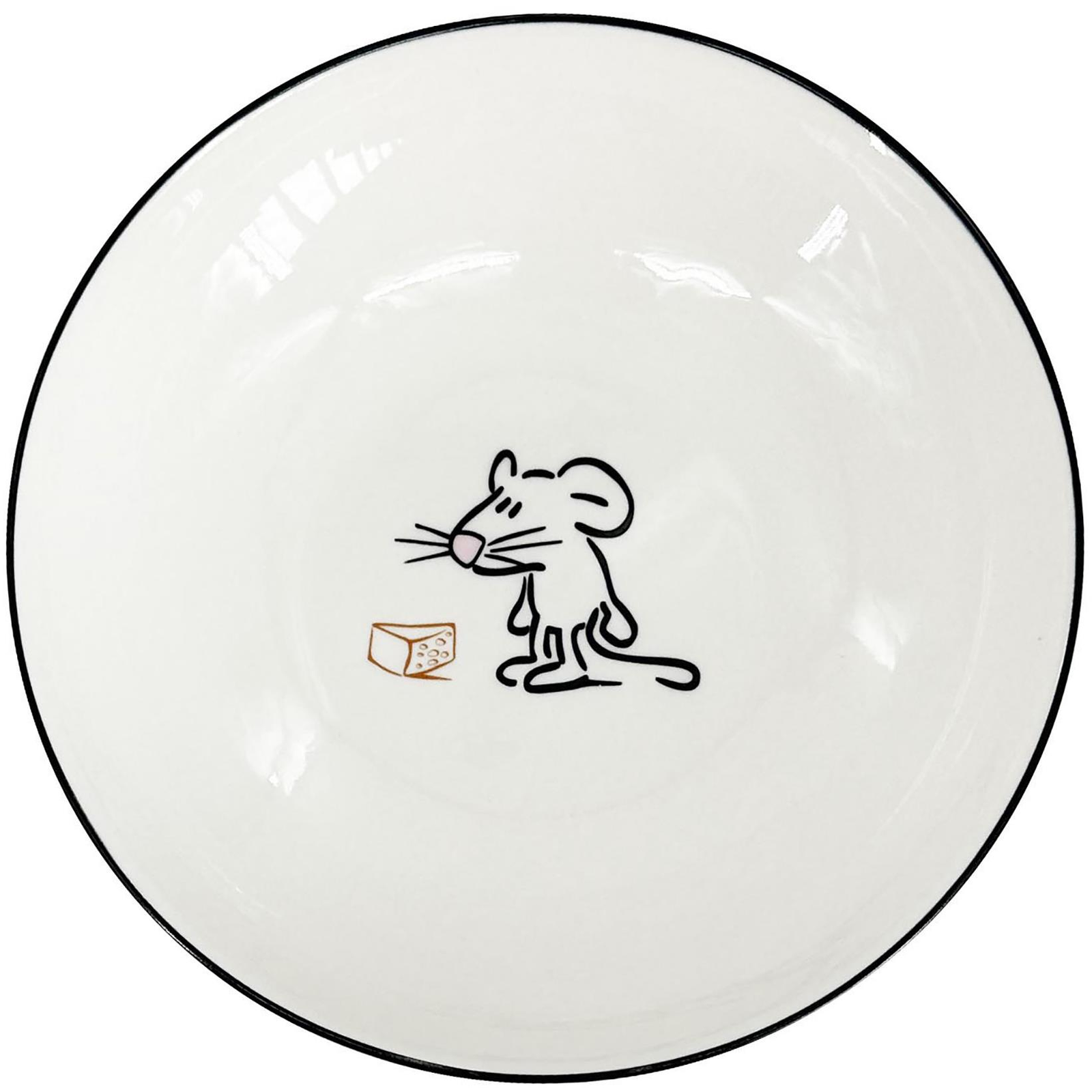 by inspire Tálka / mélytányér, egér, 19,5×4 cm, fehér + fekete szegély (7332-0A-10)