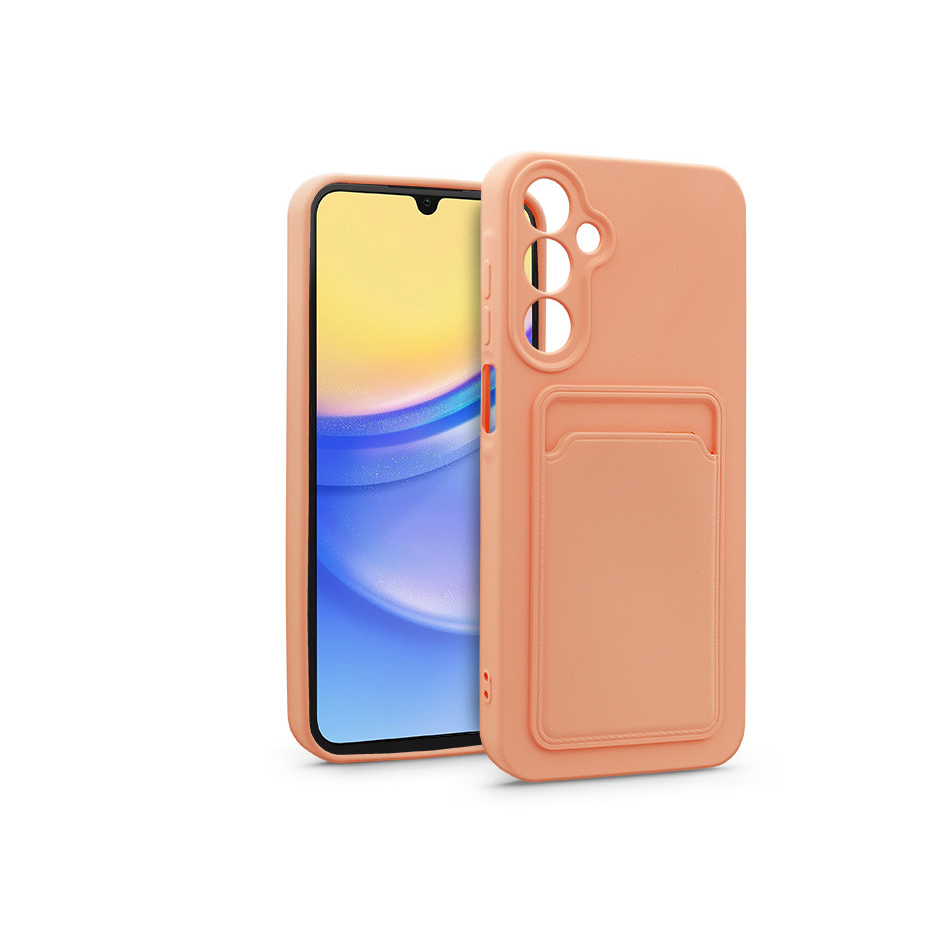 Samsung A155 Galaxy A15 4G/Galaxy A15 5G szilikon hátlap kártyatartóval - Card Case - rózsaszín (HF258855)