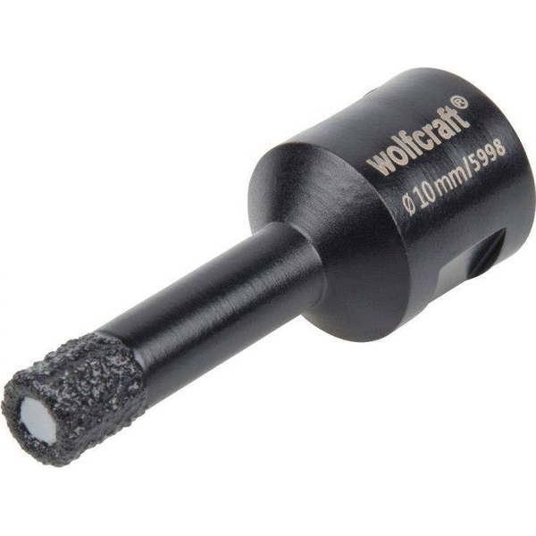 Комплект диамантени свредла за плочки, Wolfcraft, 10 мм, M14, дълбочина 35 мм