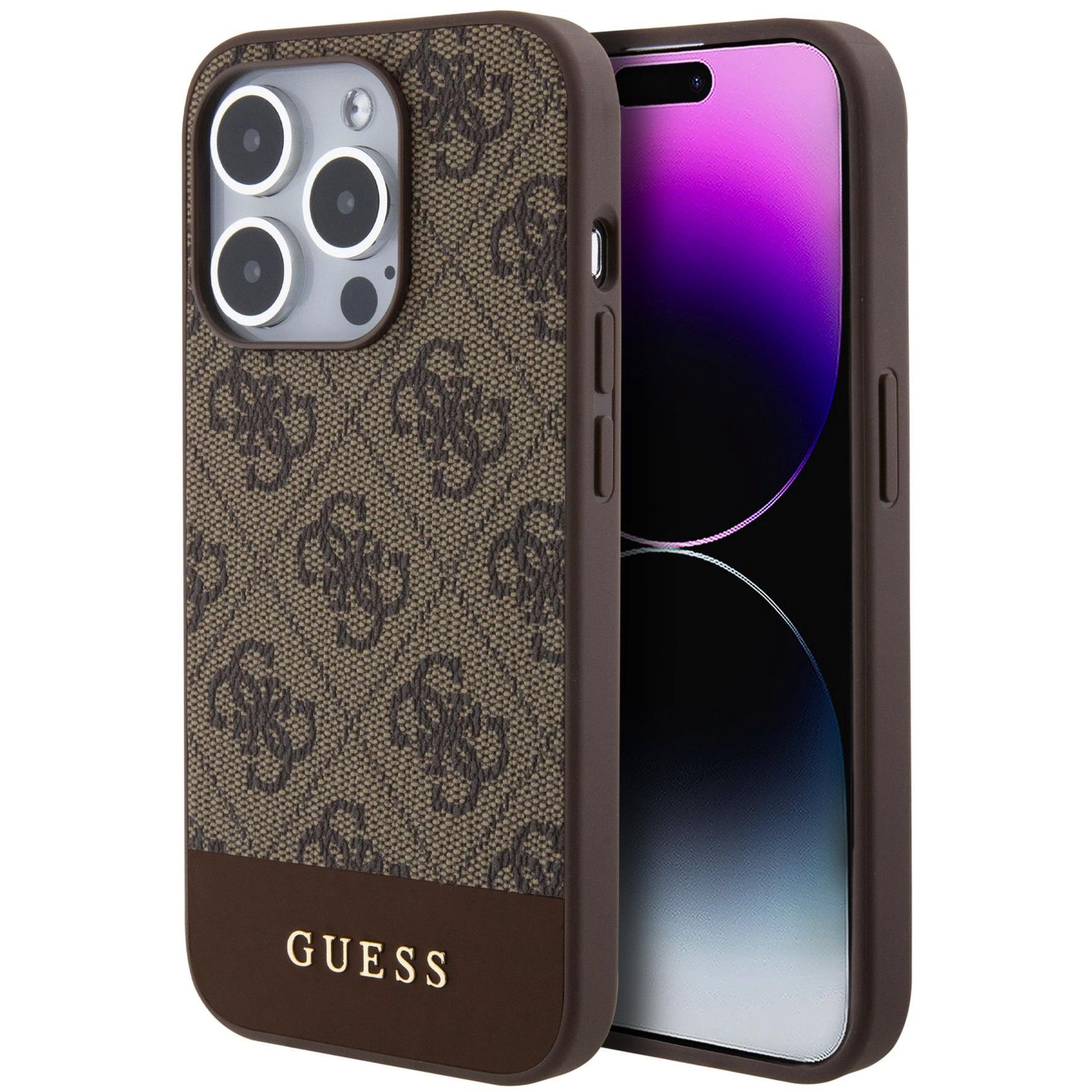 Guess PU 4G Stripe iPhone 15 Pro MagSafe barna tok (GUHMP15LG4GLBR)